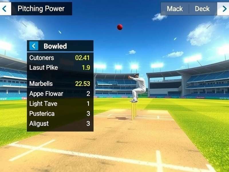 Pitching Power gameplay screenshot showing cricket match